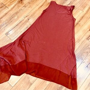 Philosophy long maxi dress burnt orange brown ruffle preppy beach summer…